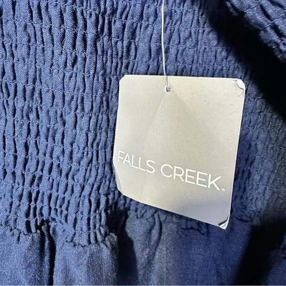 Falls Creek Women’s Maxi Dress 2X Navy Blue Smocked Cottagecore Boho vacation - Picture 5 of 10